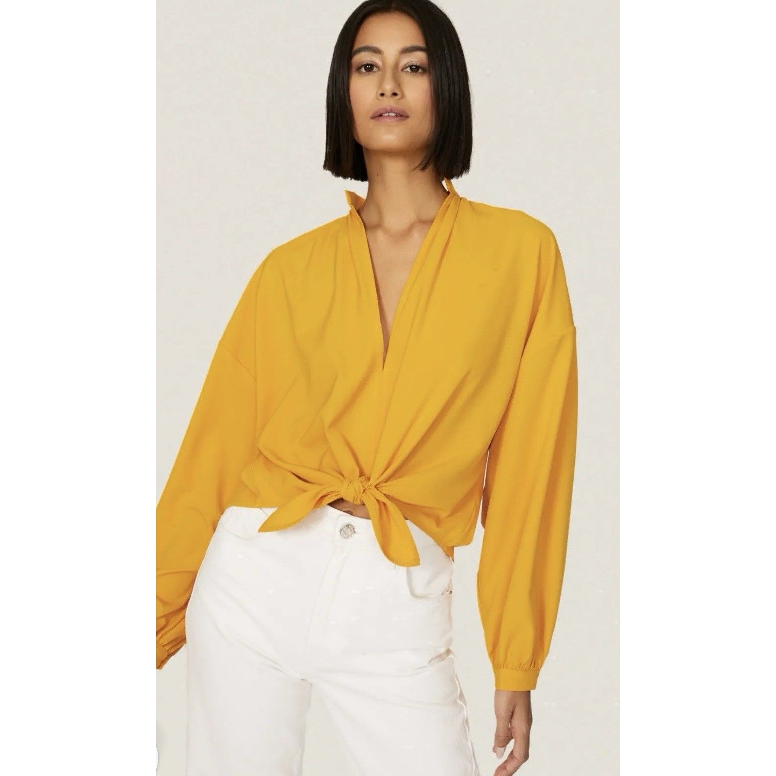 Tome Yellow Tie Front Shirt Size Xs